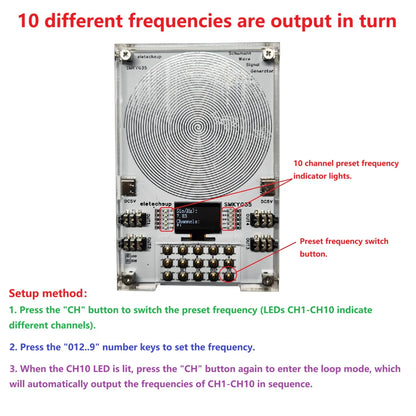 SMKYG35 10-Channel Schumann Resonance Frequency Generator – 0.01Hz–100kHz Adjustable Pure Sine Wave Signal Generator for Meditation & Sleep