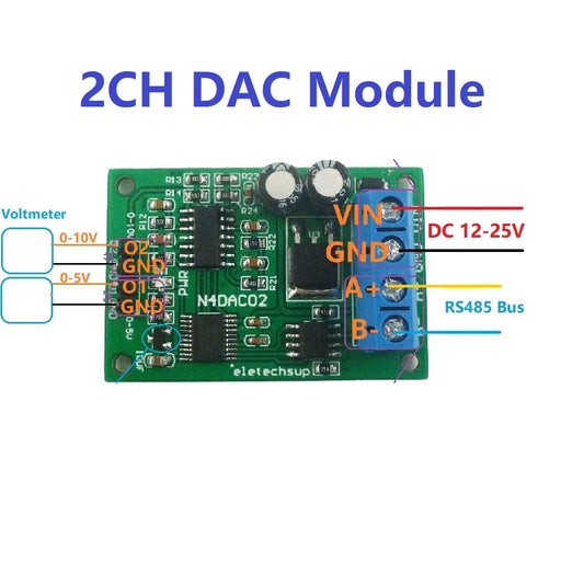 N4DAC02 2CH 0-5V/0-10V DAC Module – RS485 Modbus RTU Voltage Signal Generator with 1% Accuracy for PLC Measuring Instruments
