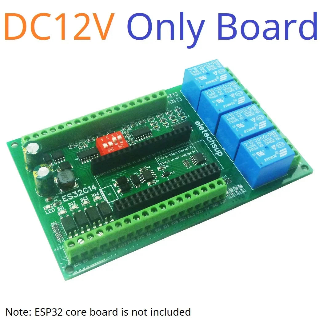 ES32C14 Industrial ESP32 Wi-Fi Ethernet Relay Control Board with Analog and Digital I/O, Modbus TCP/RTU Automation Expansion Module