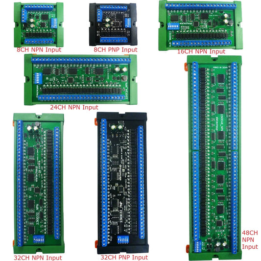 23IOA08 23IOB16 23IOC24 23IOE48 8/16/24/32/48CH Multifunction RS485 Remote IO Module – NPN/PNP DI-DO Expansion Board with DIN Rail & Modbus RTU for PLC Industrial Automation