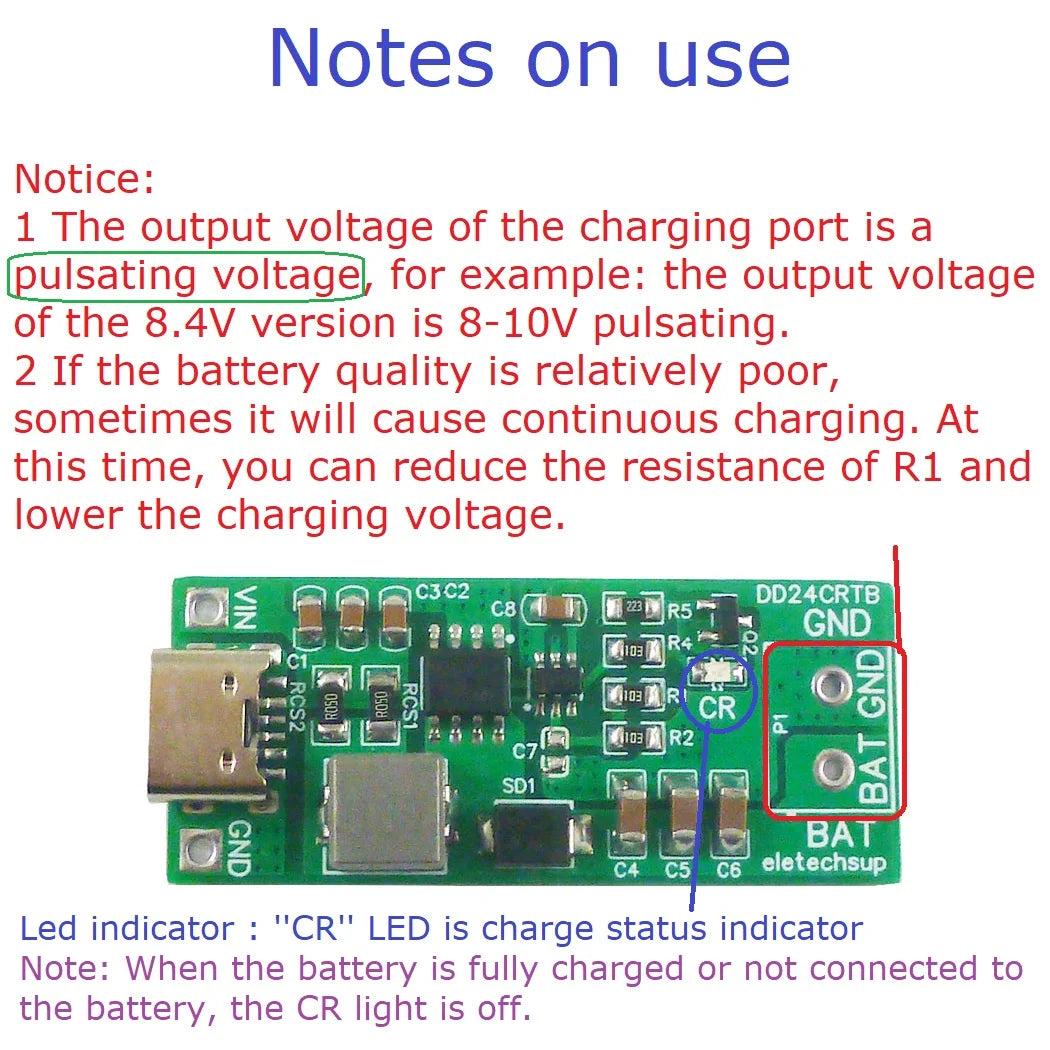 DD24CRTB 2-6S Type-C Boost Charger Module – 5V to 8.4V/12.6V/16.8V/21V/25.2V for 7.4V-22.2V Li-ion LiPo 18650 Battery Pack