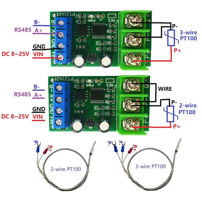PT22B01 RS485 PT100 RTD Temperature Module – -40~500°C 1-Channel Modbus RTU Sensor Board for PLC SCADA Industrial Automation