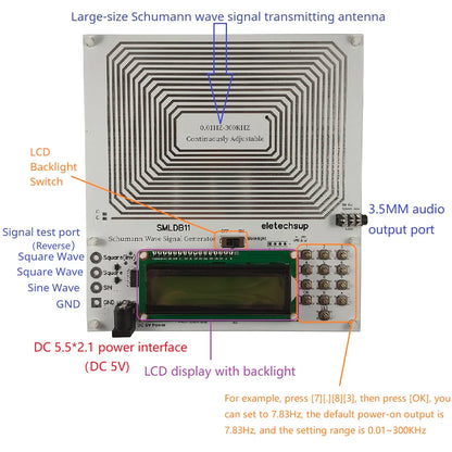 SMLDB11 PRO 0.01-300KHz Schumann Resonance Generator – 7.83Hz Continuously Adjustable Pulse Square Wave for Sleep Aid Meditation Healing