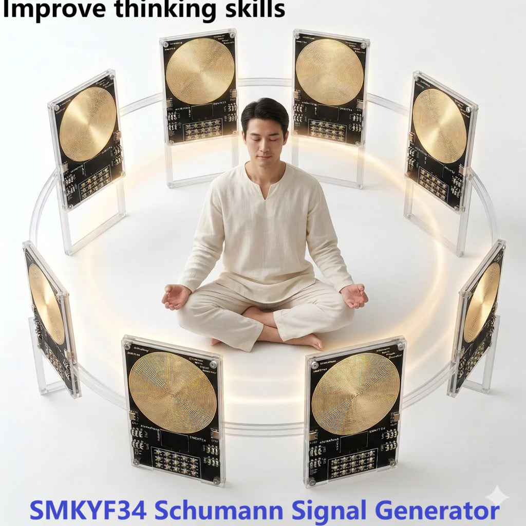 SMKYF34 4CH 0.01-500KHz High-Precision Schumann Resonance Generator – 7.83Hz Ultra Low Frequency OLED Sleep Aid Meditation Device with 99-Hour Timer