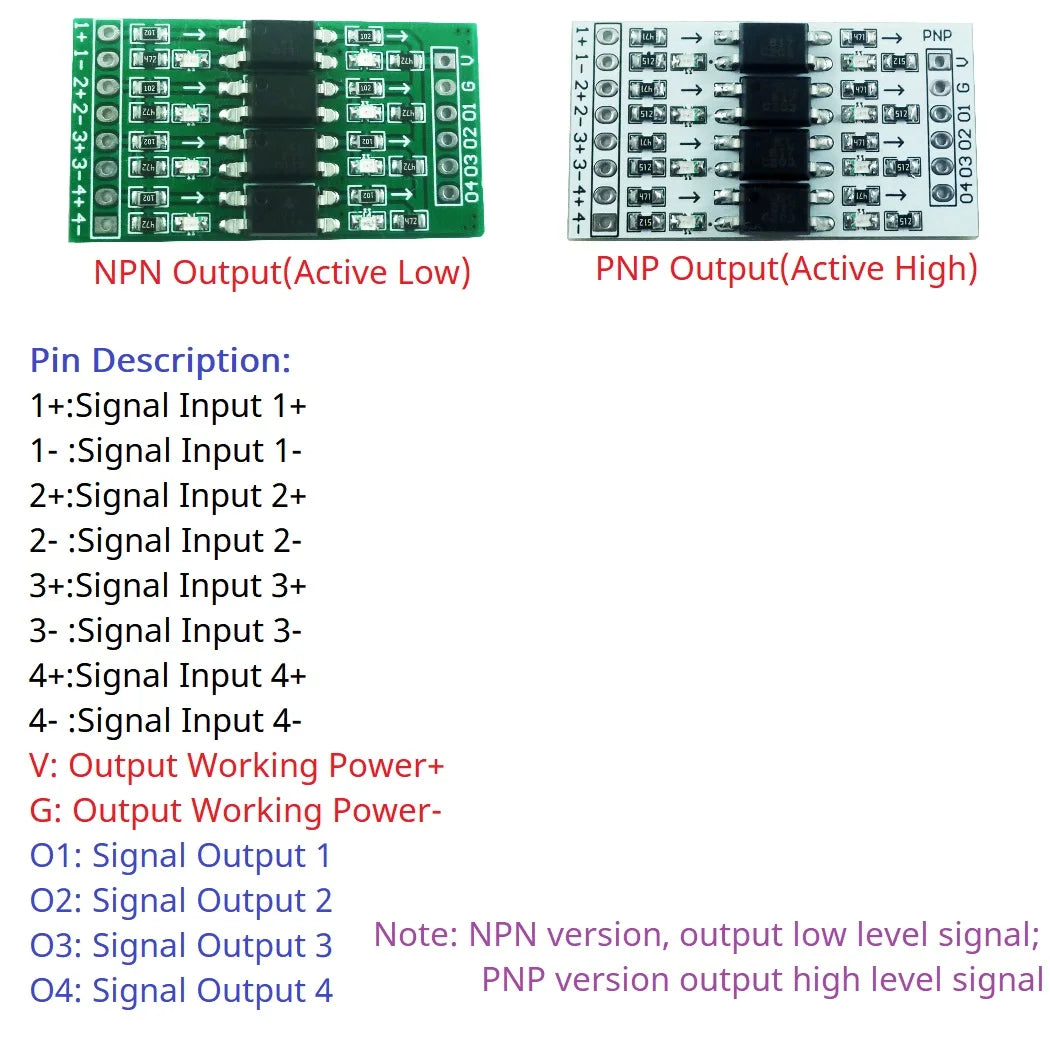 OP71A04 4CH Opto-Isolation Logic Level Converter – 3.3V/5V/12V/24V NPN/PNP Bidirectional GPIO Module for Arduino ESP8266 ESP32 Raspberry Pi