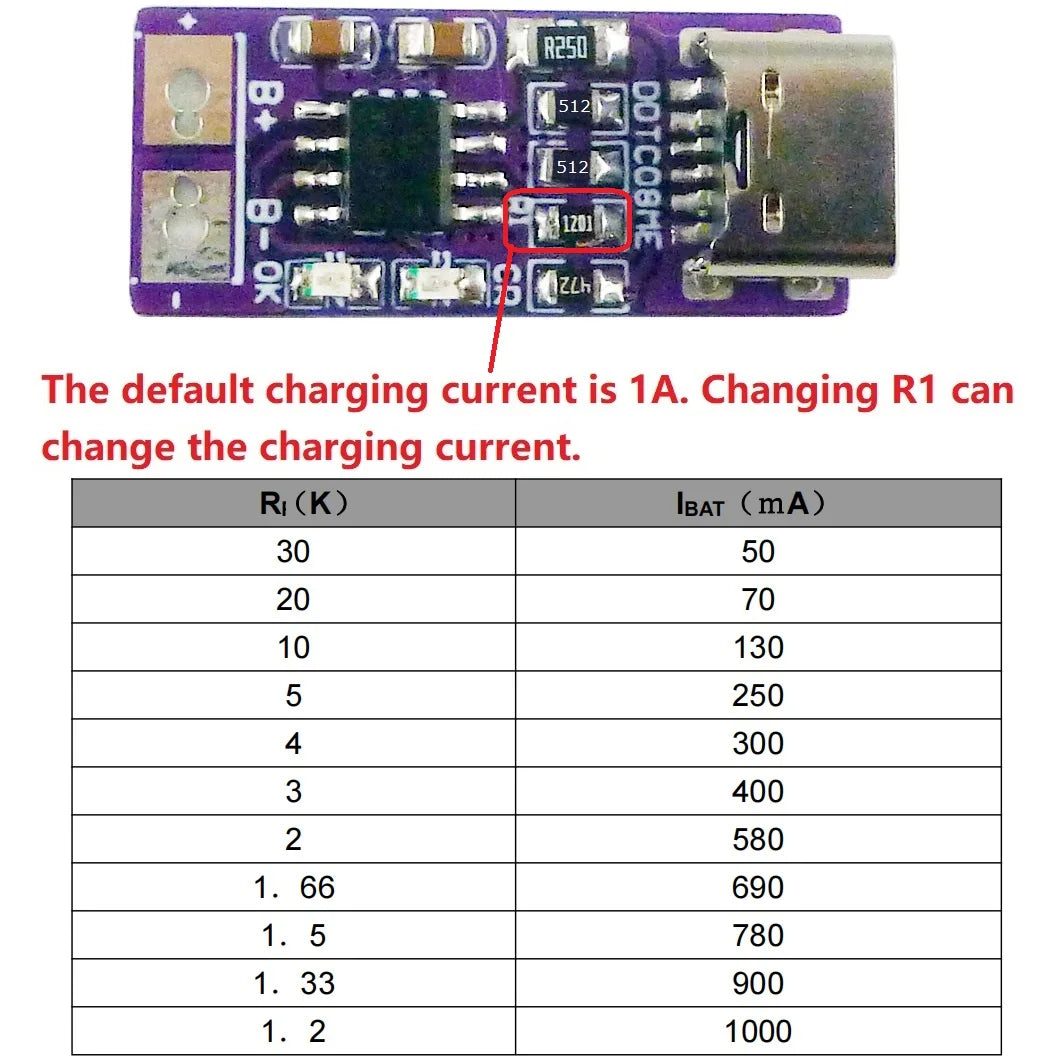 USB-C PD QC FCP 5V to 4.2V 1A Li-ion Li-Po Battery Charger Module for 3.7V 18650 Cells