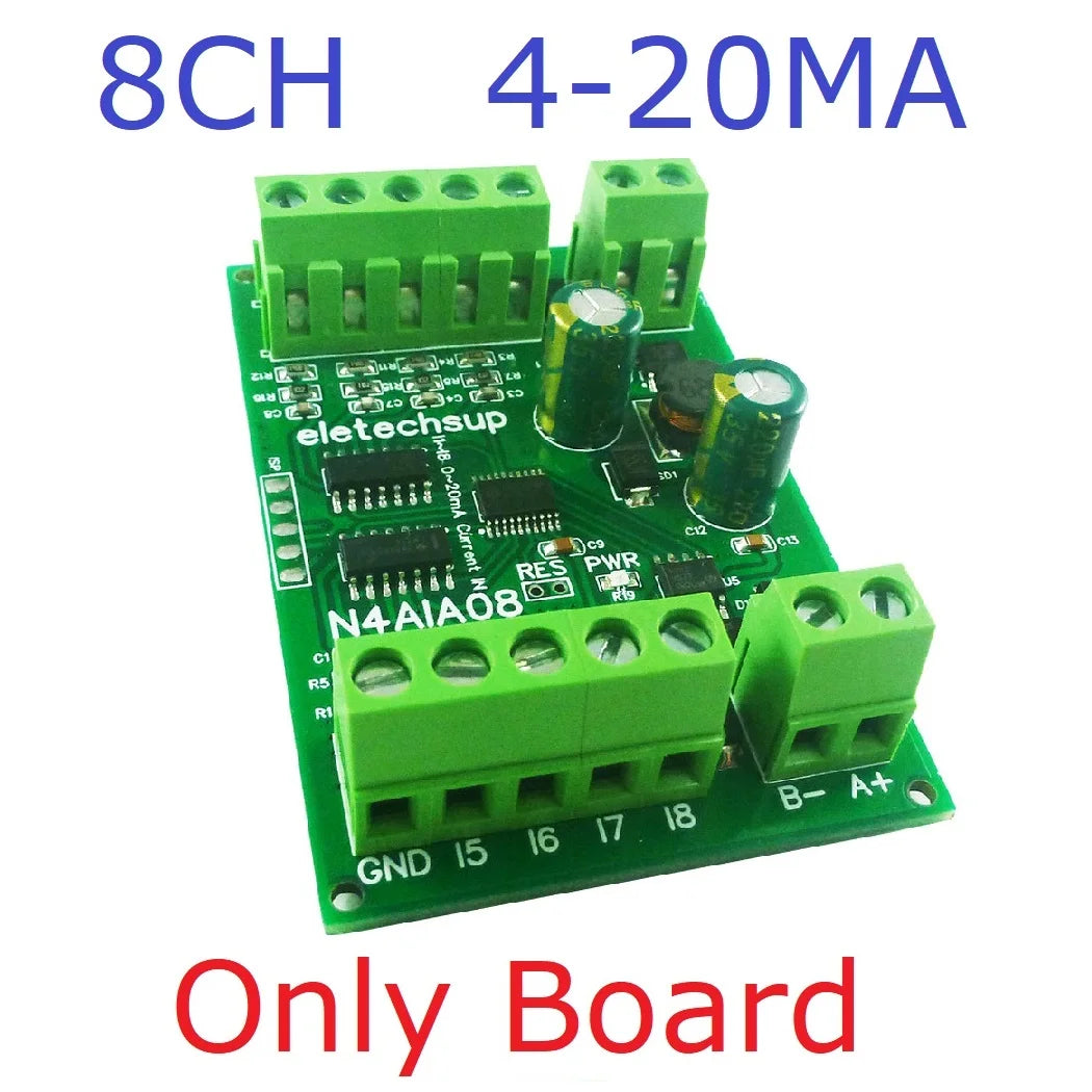 N4AIA08/N4AIB16/N4AIC24 8-24CH 4-20mA Current Transducer – RS485 Modbus RTU Analog Input Module with 12-bit ADC for PLC SCADA