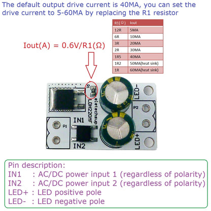 LDH220MF AC/DC 20-220V to 10-200V 40mA LED Driver Module – Constant Current Linear Driver for Fluorescent Ceiling Lamp Tube Light