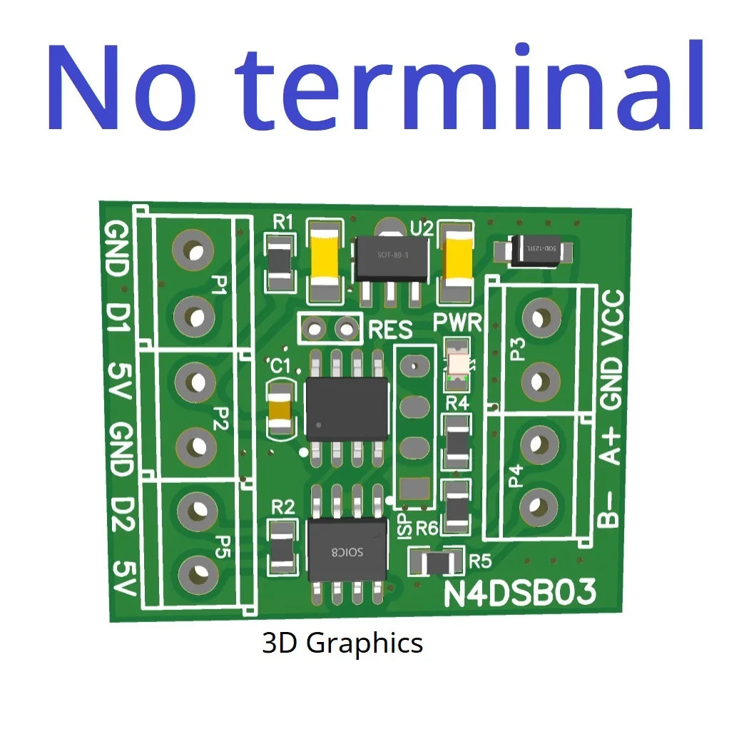 N4DSB03 2-Channel DS18B20 Temperature Acquisition Module, RS485 Modbus, -55°C to 125°C Remote I/O Adapter for PLC and HMI