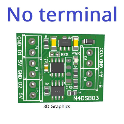 N4DSB03 2-Channel DS18B20 Temperature Acquisition Module, RS485 Modbus, -55°C to 125°C Remote I/O Adapter for PLC and HMI