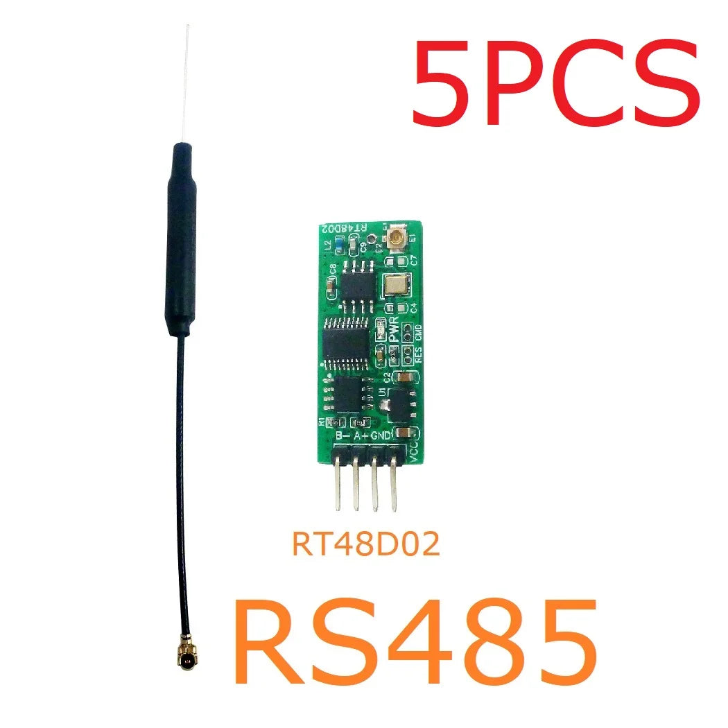 RT48D02 2.4G Wireless RS485 Transceiver – One-to-One & One-to-Many Master-Slave Network Module for Modbus RTU PLC Bus Communication