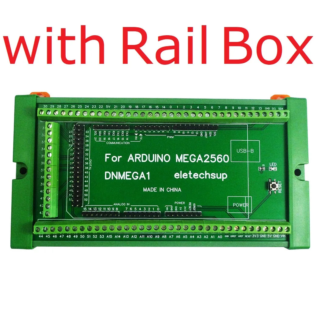 DNMEGA1 DIN Rail Mount Screw Terminal Adapter – 3.96mm Breakout Board for Arduino MEGA2560 R3 Industrial Control PLC Projects