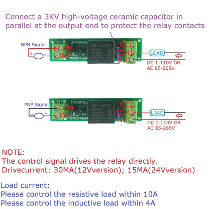 PDMRA01 Single-Channel PLC Signal Amplifier Relay Module, DC 12V/24V, NPN and PNP Switching Interface Board