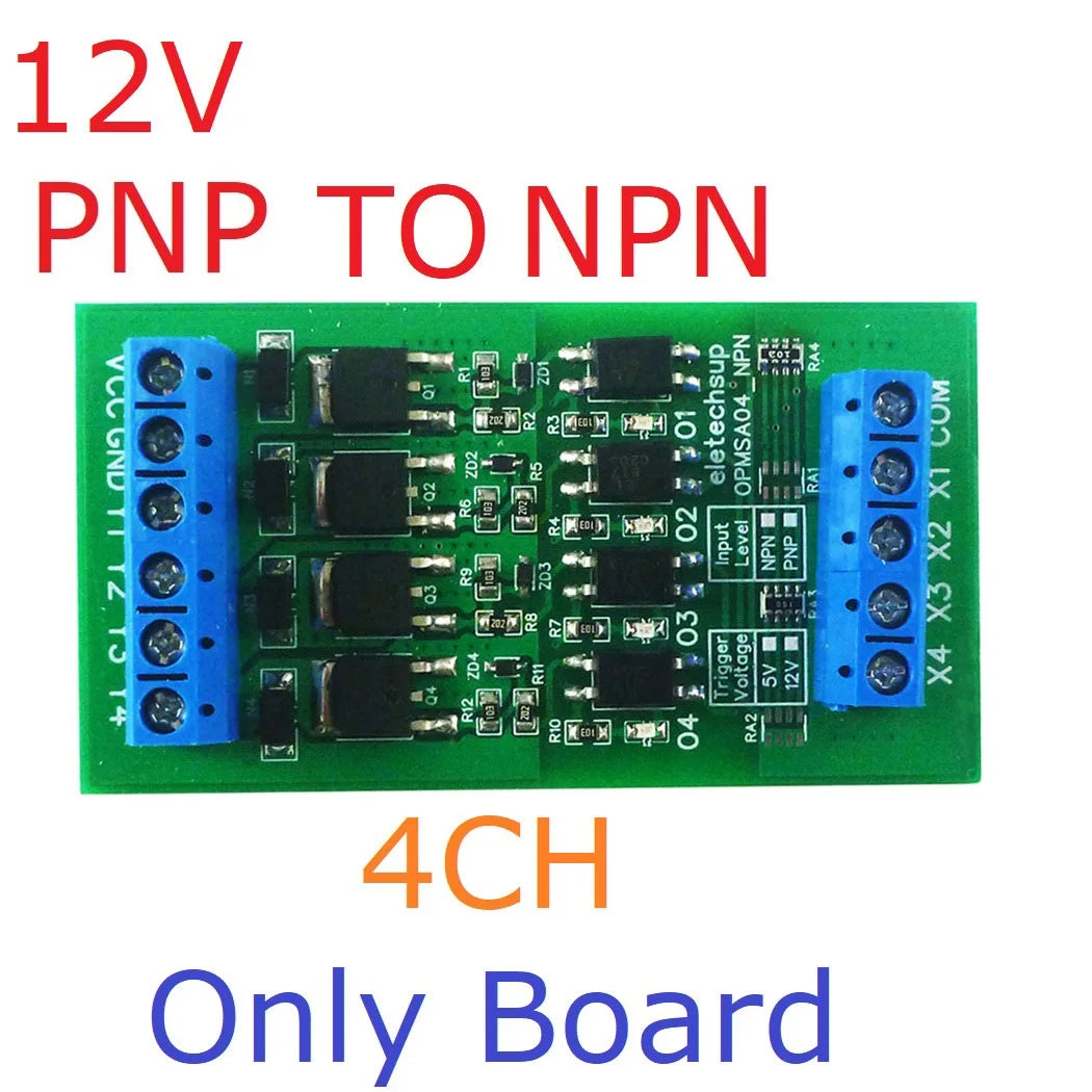 OPMSA04 4CH 5A Digital Signal Amplifier – DC 3.3-24V NPN/PNP Logic Level LED Driver for Arduino Raspberry Pi ESP32 ESP8266