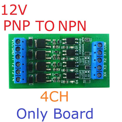 OPMSA04 4CH 5A Digital Signal Amplifier – DC 3.3-24V NPN/PNP Logic Level LED Driver for Arduino Raspberry Pi ESP32 ESP8266