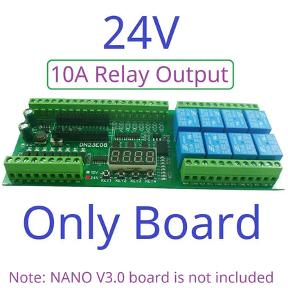 DN23E08/DN24F08 8DI-8AI-8DO IO Expansion Board for Arduino Nano V3.0 – RS485 Modbus RTU PLC Module with 4-20mA/0-10V Analog Input