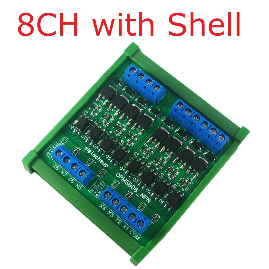 OPMSB08 8CH PWM Signal Amplifier Module – DC 3.3-24V 0-2kHz NPN/PNP Logic Level Shifter 5A High Current IO Booster for LED & Motor Control