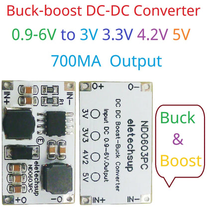 ND0603PC 2-in-1 Auto Buck-Boost Converter – 0.9-6V to 3V/3.3V/4.2V/5V Adjustable DC-DC Voltage Regulator for Li-ion LiFePO4 NiMH