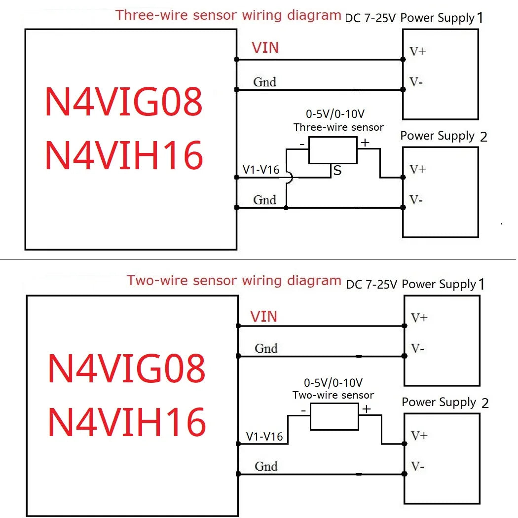 N4VIG08 8AI Multifunction Analog Input Module – 0-5V/0-10V/4-20mA to RS485 Modbus RTU ADC Collector with 2.54mm Pin Header for PLC SCADA
