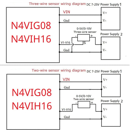 N4VIG08 8AI Multifunction Analog Input Module – 0-5V/0-10V/4-20mA to RS485 Modbus RTU ADC Collector with 2.54mm Pin Header for PLC SCADA