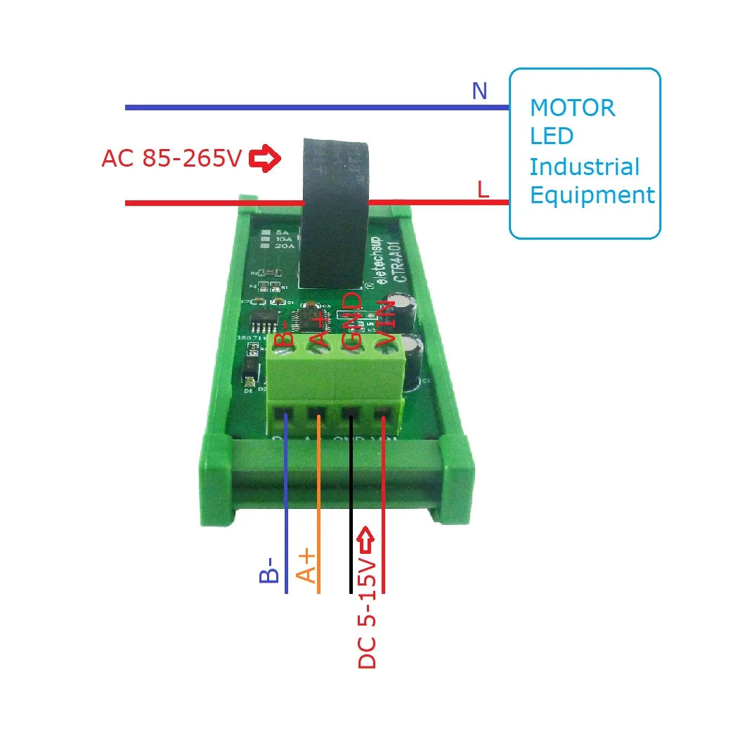 CTR4A01 RS485 AC Current Measurement Module for 110V/220V 50/60Hz, Current Transformer Ammeter Interface for PLC