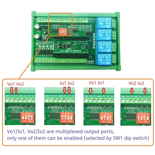 ES32C14 Industrial ESP32 Wi-Fi Ethernet Relay Control Board with Analog and Digital I/O, Modbus TCP/RTU Automation Expansion Module