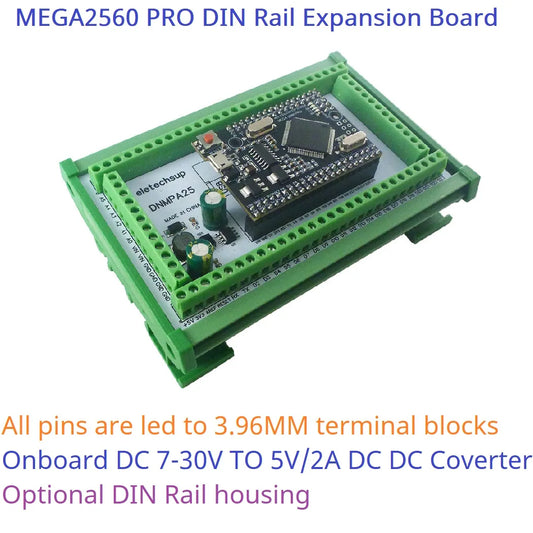 DNMPA25 DIN Rail Mount Terminal Block Adapter – DC 12V/24V Expansion Board for Arduino MEGA2560 Pro Smart Home DIY