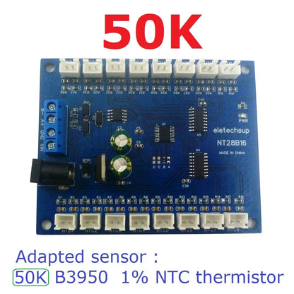 NT28B16 16CH RS485 Temperature Collector – Modbus RTU Paperless Recorder with 10K/20K/50K/100K B3950 NTC Sensor for PLC SCADA