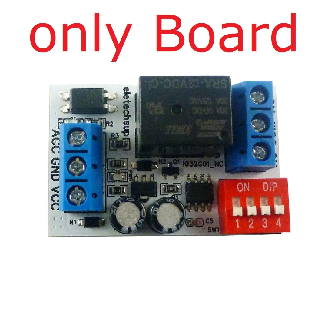 IO32G01 DC 12V ACC Trigger Delay Power-Off Relay Module – 20A Timing Switch for Dashcam Stereo Ambient Light Car Accessories