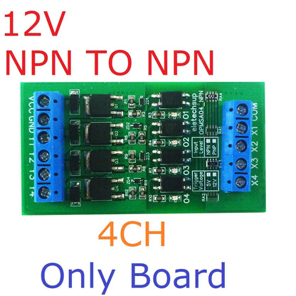 OPMSA04 4CH 5A Digital Signal Amplifier – DC 3.3-24V NPN/PNP Logic Level LED Driver for Arduino Raspberry Pi ESP32 ESP8266