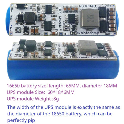 NDUP1APA 15W 2-in-1 UPS Module – 5-24V Uninterruptible Power Supply with 3.7V/4.2V Li-ion Battery Charger & Booster for Router PLC IoT