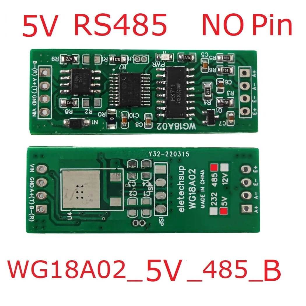 WG18A02 HX711 RS485 Modbus RTU Weight Sensor Module – 24-bit ADC Electronic Scale Board with 5V/12V Input for PLC SCADA
