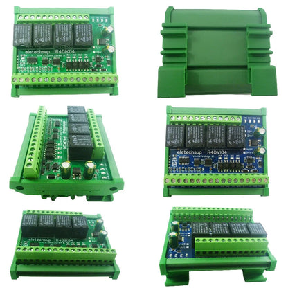 R4DIK04/R4DVI04 4AI-4DI-4DO Mixed IO Module – RS485 Modbus RTU 4-20mA/0-10V Analog Digital Relay Board for PLC Remote IO Expansion