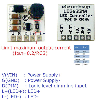 LD2635MA Mini DC 5–27V 350mA Constant Current Buck LED Driver Module for High-Brightness LEDs