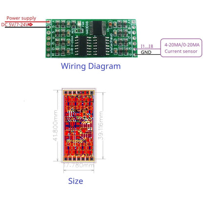 N4VIG08 8AI Multifunction Analog Input Module – 0-5V/0-10V/4-20mA to RS485 Modbus RTU ADC Collector with 2.54mm Pin Header for PLC SCADA