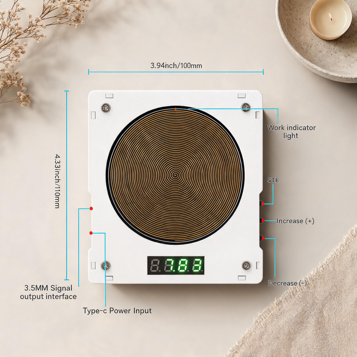 SA-Y10 Adjustable 7.83 Hz Schumann Resonance Generator, 0.01 Hz–100 kHz, USB-C Powered with Magnetic Field Detector