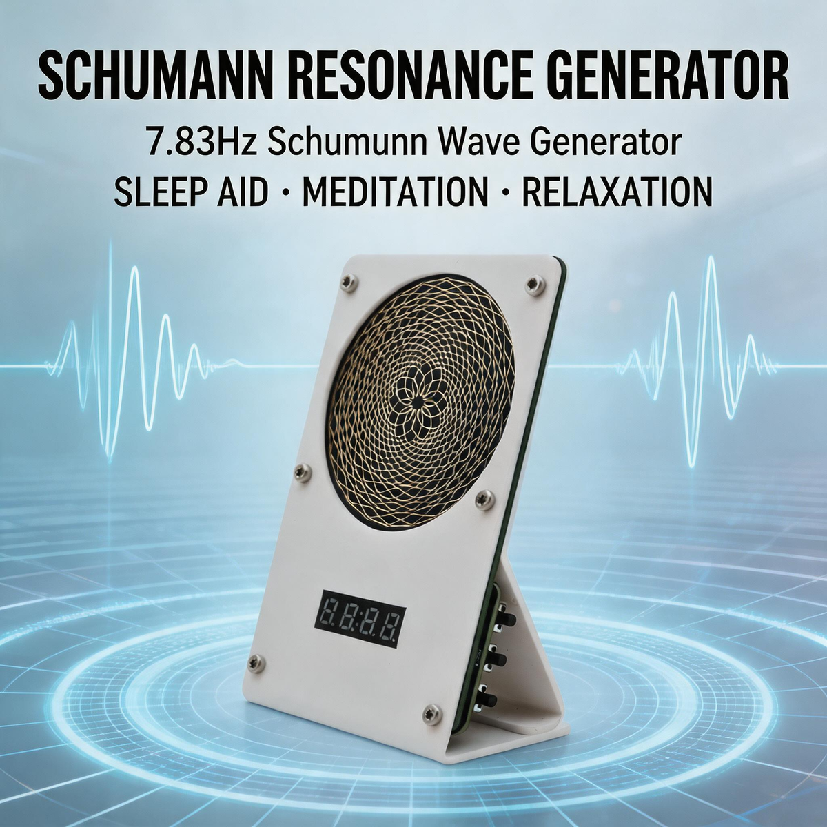 Adjustable 7.83 Hz Schumann Resonance Generator (0.01–9999 Hz) – USB-Powered Sine Wave Device with AUX Cable